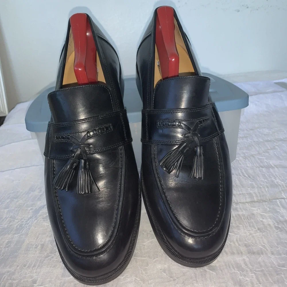 Johnston & Murphy Handcrafted Men's Tassel Loafers Shoes‎ Size 10 1/2M Black